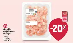 Delhaize Gepelde en gekookte scampi’s aanbieding