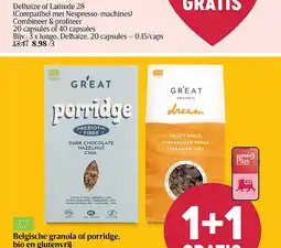 Delhaize Belgische granola of porridge, bio en glutenvrij aanbieding
