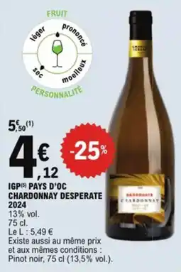 E.Leclerc Igp pays d'oc chardonnay desperate 2024 aanbieding