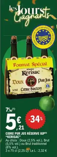 E.Leclerc Cidre pur jus réserve igp kerisac aanbieding