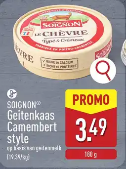 ALDI Soignon geitenkaas camembert style aanbieding