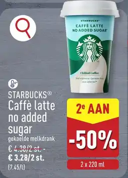 ALDI Starbucks caffè latte no added sugar aanbieding