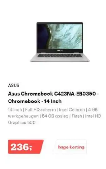 Bol.com Asus Chromebook C423NA-EB0350-Chromebook -14 Inch aanbieding