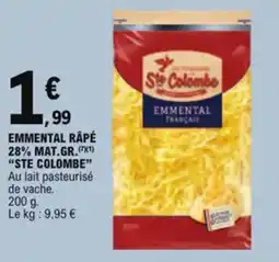 E.Leclerc Emmental rapé 28% mat.gr. ste colombe aanbieding