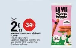 E.Leclerc Mini saucissons 100% végétal la vie aanbieding