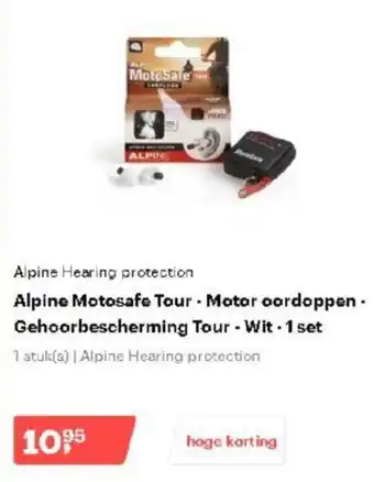 Alpine Motosafe Tour - Motor oordoppen Gehoorbescherming Tour - Wit - 1 set