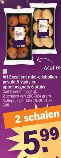 Albert Heijn AH Excellent Mini Oliebollen Gevuld en Appelbeignets aanbieding