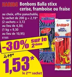 Norma Haribo Bonbons Balla stixx cerise, framboise ou fraise aanbieding