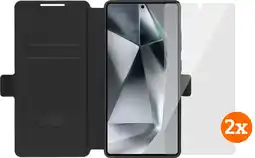 Coolblue BlueBuilt Samsung Galaxy S25 Ultra Book Case Zwart + Screenprotector Glas Duo Pack aanbieding