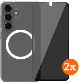 Coolblue BlueBuilt Protective Cover Magneet Galaxy S25 Transparant + Privacy Protector Duo Pack aanbieding