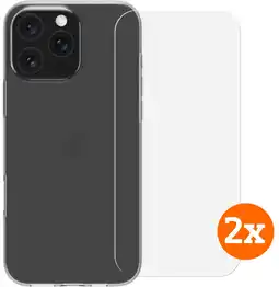 Coolblue BlueBuilt Back Cover iPhone 16 Pro Max Transparant + Screenprotector Glas Duo Pack aanbieding