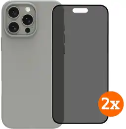 Coolblue BlueBuilt Back Cover iPhone 16 Pro Max Grijs + Privacy Filter Screenprotector Duo Pack aanbieding