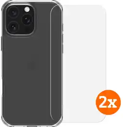 Coolblue BlueBuilt Protective Back Cover iPhone 16 Pro Max Transparant + Screenprotector Duo Pack aanbieding