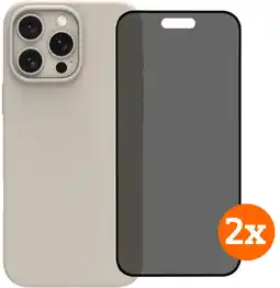 Coolblue BlueBuilt Back Cover iPhone 16 Pro Max Beige + Privacy Filter Screenprotector Duo Pack aanbieding