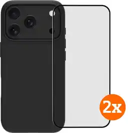 Coolblue BlueBuilt Back Cover iPhone 17 Pro Zwart + Screenprotector Glas Duo Pack aanbieding