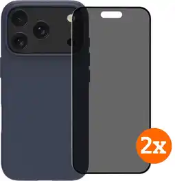 Coolblue BlueBuilt Protective Cover MagSafe iPhone 17 Pro Blue + Privacy Screenprotector Duo Pack aanbieding