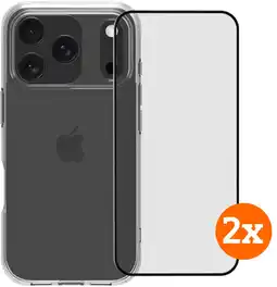 Coolblue BlueBuilt Protective Back Cover iPhone 17 Pro Transparant + Screenprotector Glas Duo Pack aanbieding