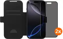 Coolblue BlueBuilt Apple iPhone 17 Pro Book Case Leer Zwart + Privacy Screenprotector Duo Pack aanbieding