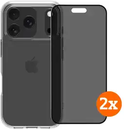 Coolblue BlueBuilt Protective Cover iPhone 17 Pro Transparant + Privacy Screenprotector Duo Pack aanbieding