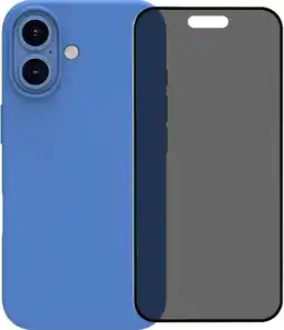 Coolblue BlueBuilt Back Cover iPhone 16 Blauw + Privacy Filter Screenprotector Glas aanbieding