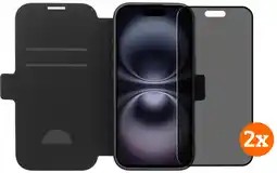 Coolblue BlueBuilt Apple iPhone 17 Book Case Leer Zwart + Privacy Filter Screenprotector Duo Pack aanbieding