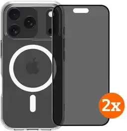 Coolblue BlueBuilt Protective Back Cover MagSafe iPhone 17 Pro + Privacy Screenprotector Duo Pack aanbieding