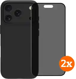 Coolblue BlueBuilt Protective Cover MagSafe iPhone 17 Pro Black + Privacy Screenprotector Duo Pack aanbieding