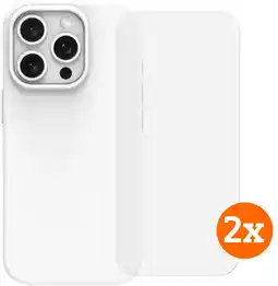 Coolblue BlueBuilt Back Cover iPhone 16 Pro Wit + Screenprotector Glas Duo Pack aanbieding