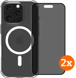 Coolblue BlueBuilt Protective Cover met MagSafe iPhone 16 Pro + Privacy Screenprotector Duo Pack aanbieding