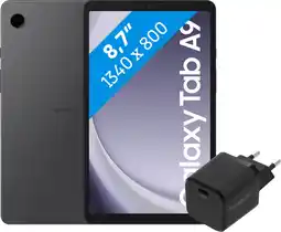 Coolblue Samsung Galaxy Tab A9 8,7 pouces 64Go Wifi + 4G Gris + BlueBuilt Chargeur aanbieding