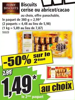 Norma Feiny Biscuits Cerise ou Abricot / Cacao aanbieding