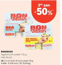 Spar BONMUSH no-chick all curry salad 135 g aanbieding
