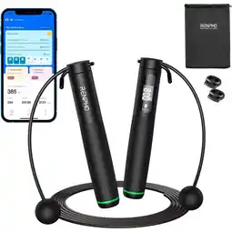 Decathlon Renpho Smart Jump Rope, verstelbare lengte, zwart, slimme springtouw aanbieding