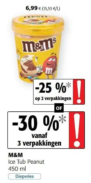 Colruyt M+m ice tub peanut aanbieding