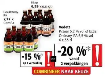 Colruyt Vedett pilsner of extra ordinary ipa aanbieding