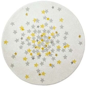 Leen Bakker Art for Kids rond tapijt Nova - geel/grijs - 120x120 cm - Leen Bakker aanbieding