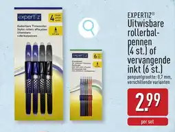 ALDI Expertiz Uitwisbare Rollerball Pennen of Vervangende Inkt aanbieding