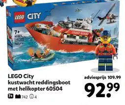 Intertoys LEGO City kustwacht reddingsboot met helikopter 60504 aanbieding