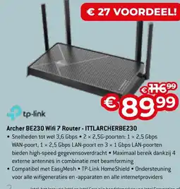 AUVA tp-link Archer BE230 Wifi 7 Router -ITTLARCHERBE230 aanbieding