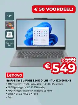 AUVA Lenovo IdeaPad Slim 3 14AMN8 82XN004LMB-ITLN82XN004LMB aanbieding