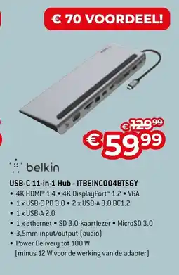 AUVA belkin USB-C 11-in-1 Hub - ITBEINC004BTSGY aanbieding