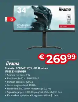 AUVA iiyama G-Master GCB3481WQSU-B1 Monitor - ITIIGCB3481WQSU aanbieding