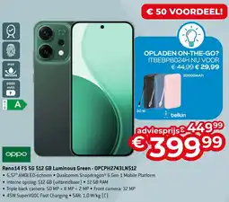 AUVA Oppo Reno14 FS 5G 512 GB Luminous Green - OPCPH2743LN512 aanbieding