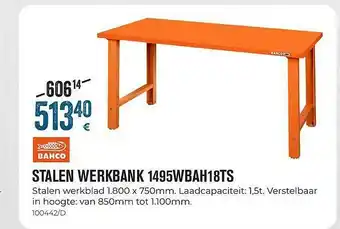 Meno Stalen Werkbank 1495wbah18ts Bahco aanbieding