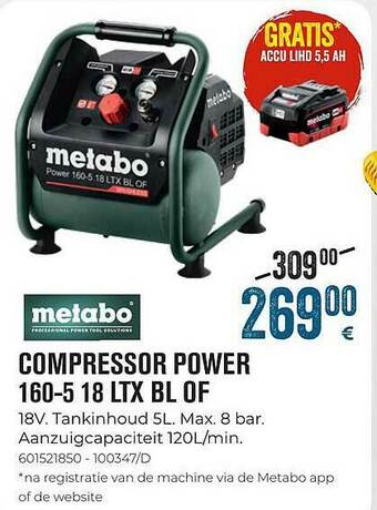 Meno Metabo Compressor Power 160-5 18 Ltx Bl Of aanbieding