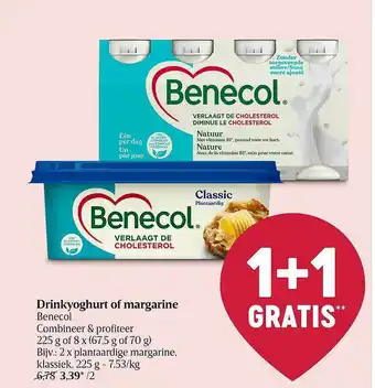Drinkyoghurt Of Margarine Benecol 1+1 Gratis
