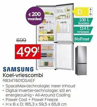 Selexion Samsung koel-vriescombi rdb428e1aw aanbieding