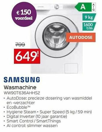 Selexion Samsung wasmachine ww90t636ahhs2 aanbieding