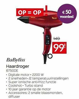 Selexion Babyliss haardroger 6750de aanbieding