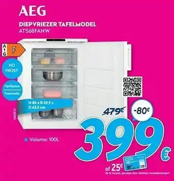 Krëfel Aeg diepvriezer tafelmodel ats68fanw aanbieding